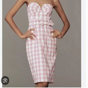 NWT Maeve Strapless Sweetheart Fitted Midi Dress Pink  Size L